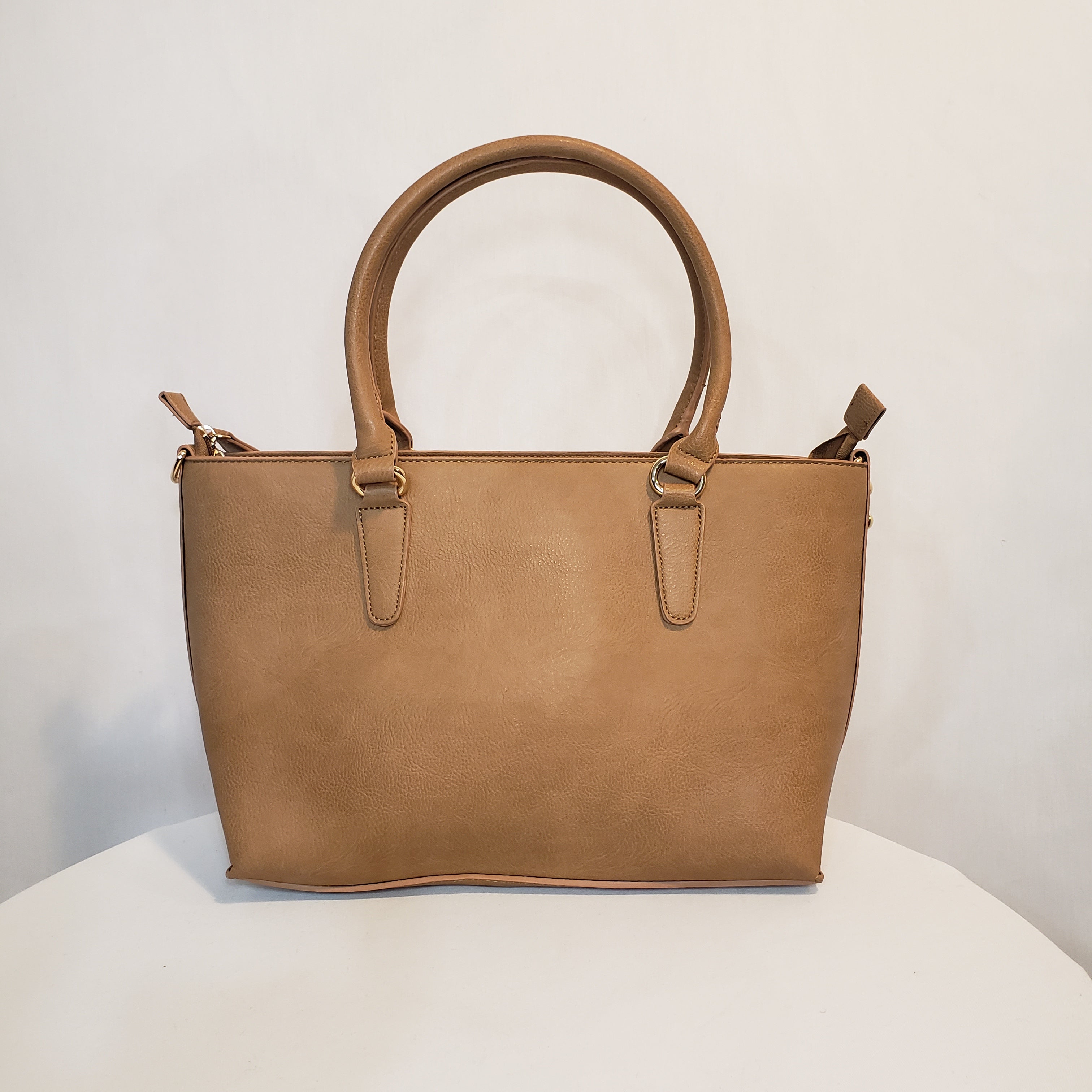 2-piece (Tan) Vegan Leather Handbag Set