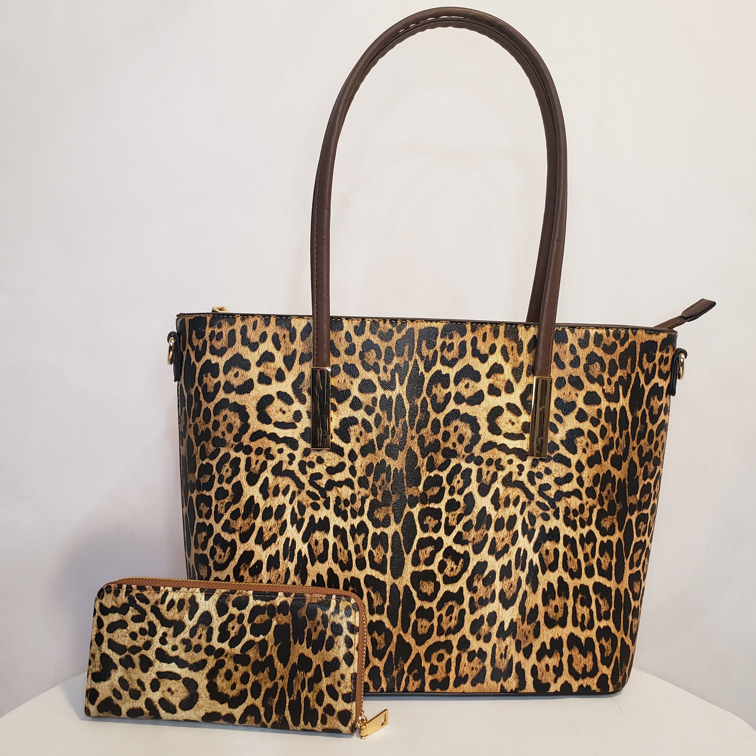 Leopard Long Strap Purse (Brown)