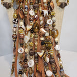 Load image into Gallery viewer, Leather Beaded Bib Necklace, Earring &amp; Bracelet Set
