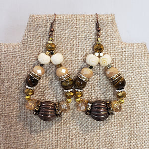 Leather Beaded Bib Necklace, Earring & Bracelet Set