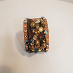 Load image into Gallery viewer, Leather Beaded Bib Necklace, Earring &amp; Bracelet Set
