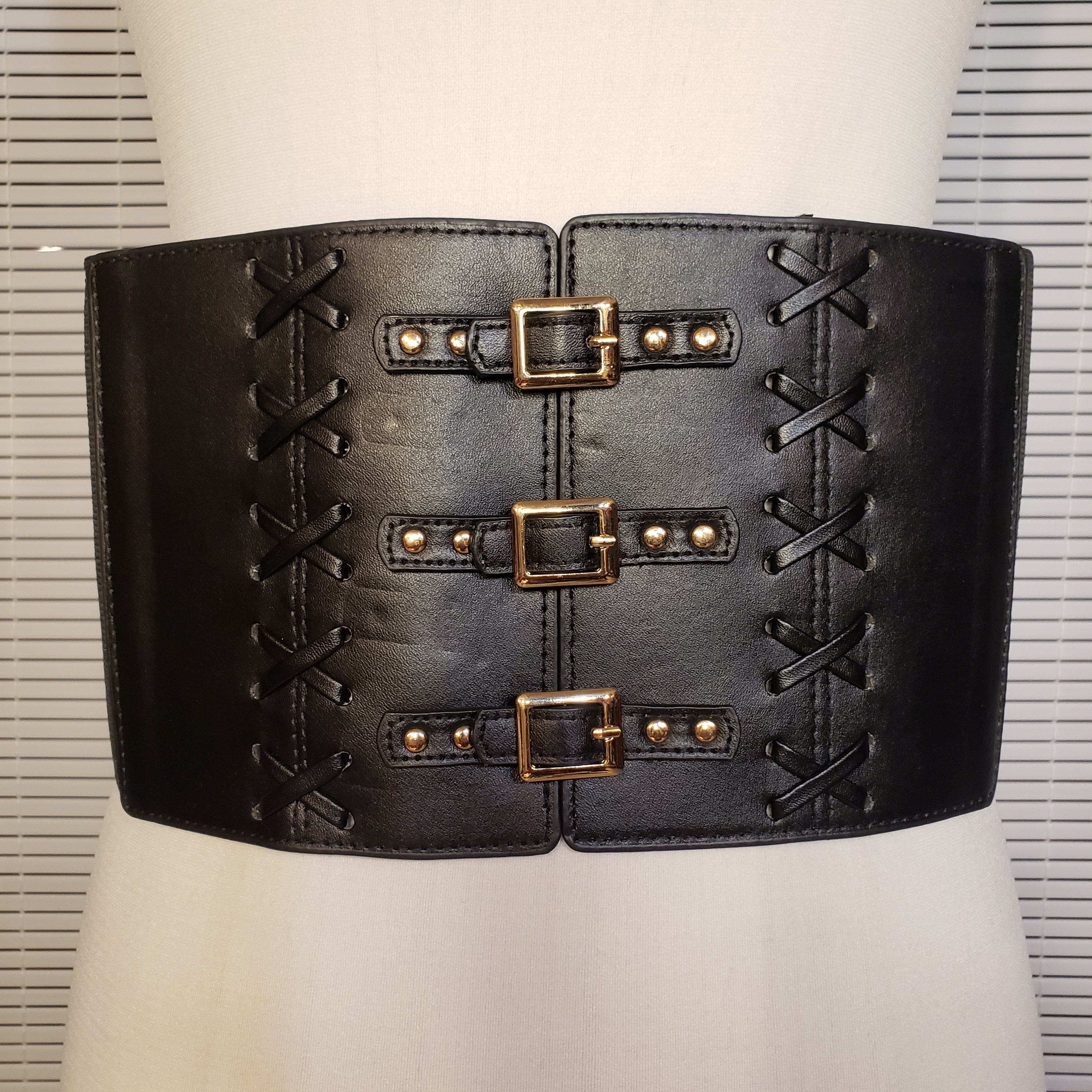 Black Corset Belt w/Gold Buckles