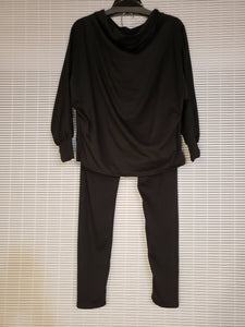 Black Jersey 2 Piece Leisure Suit