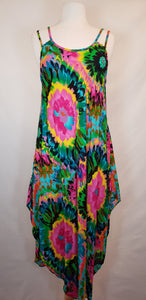 Floral Tie-Dye Sundress (Pink & Green)