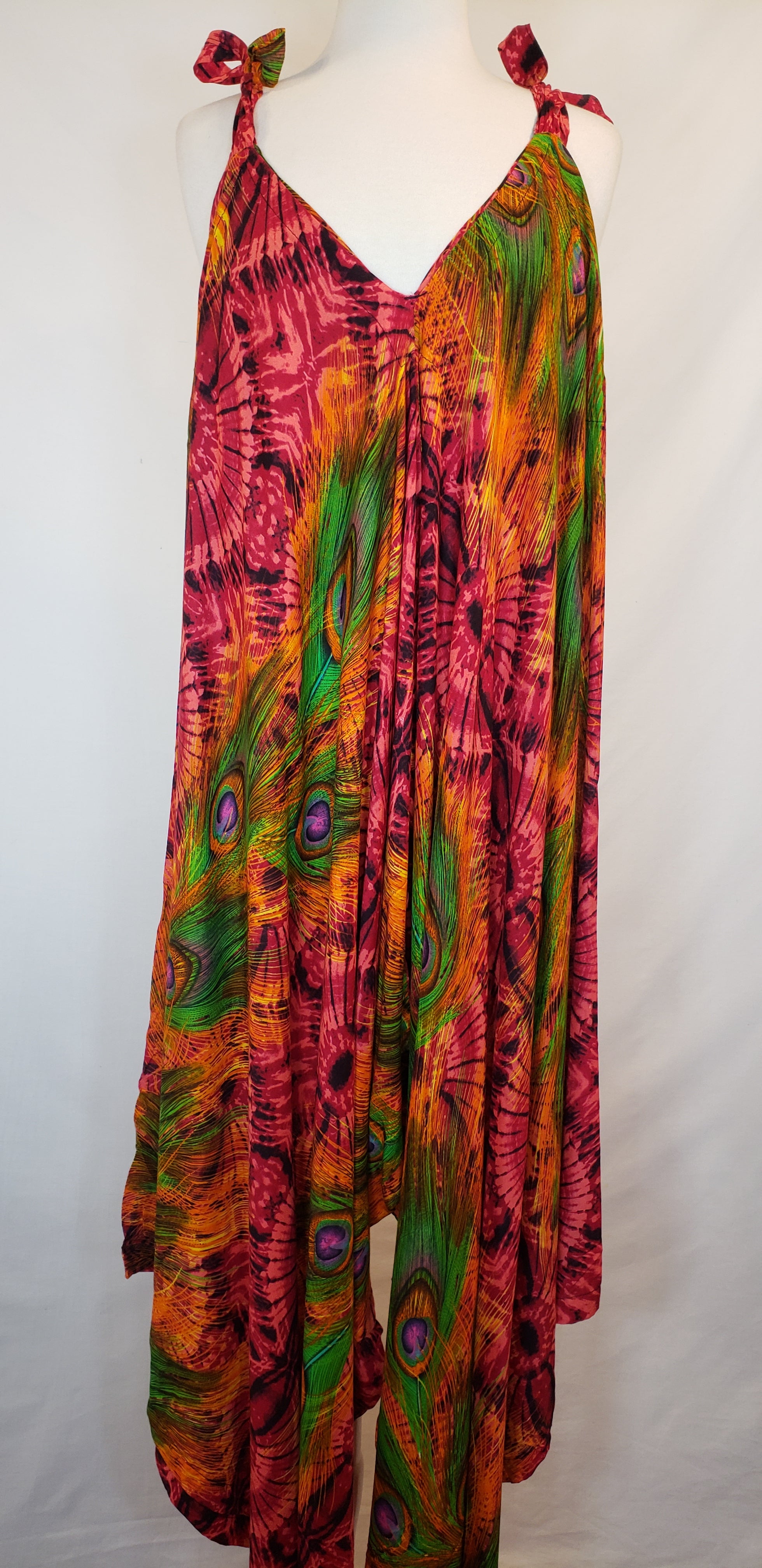 Peacock Tie-Dye Romper (Maroon)
