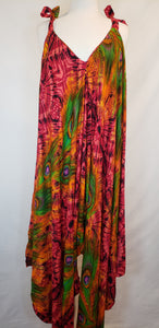 Peacock Tie-Dye Romper (Maroon)