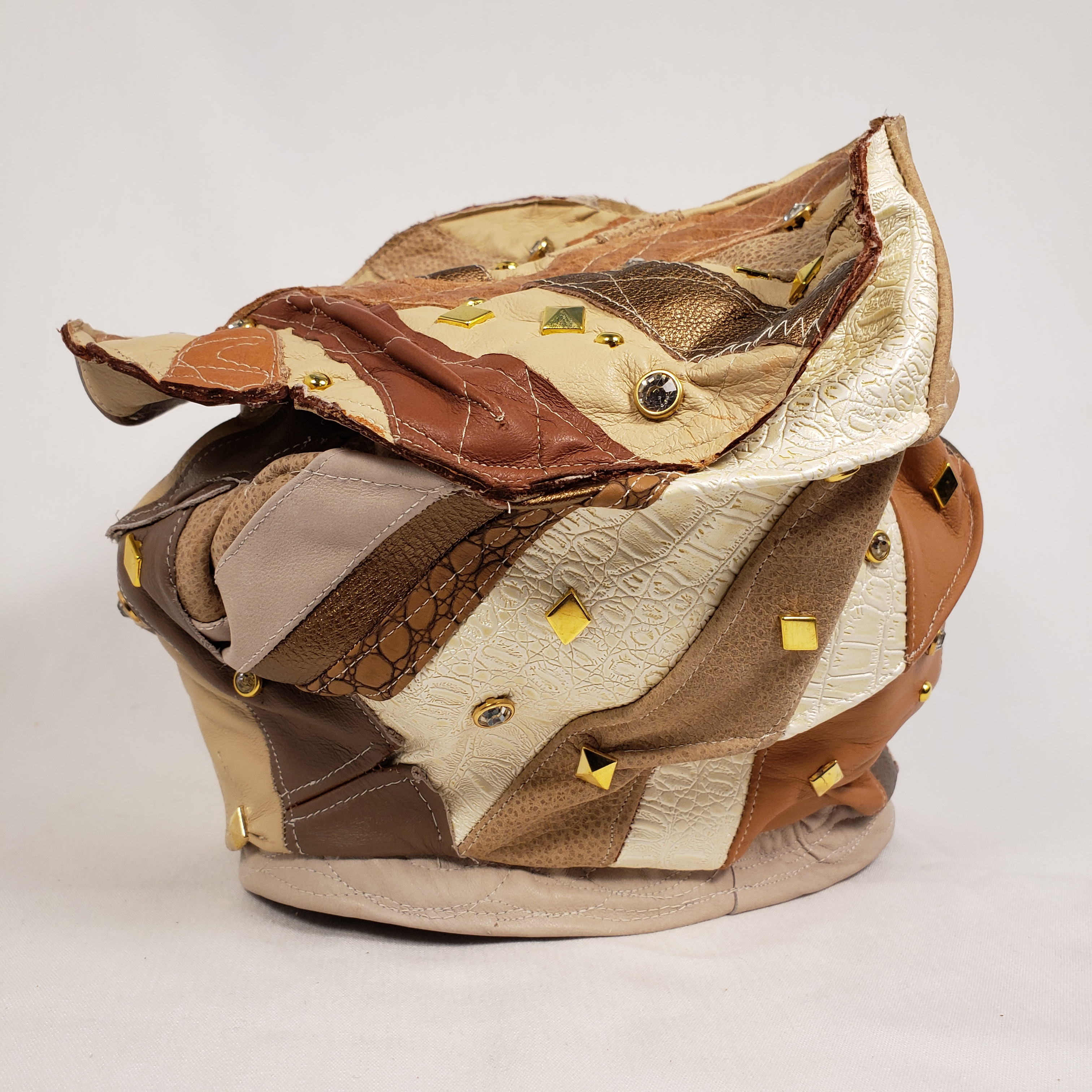 BEIGE & TAN Handmade Leather Short Brim Hat