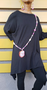 Load image into Gallery viewer, PEACH AGATE Body Wrap Necklace and Earring Set
