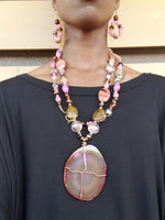 Load image into Gallery viewer, PEACH AGATE Body Wrap Necklace and Earring Set
