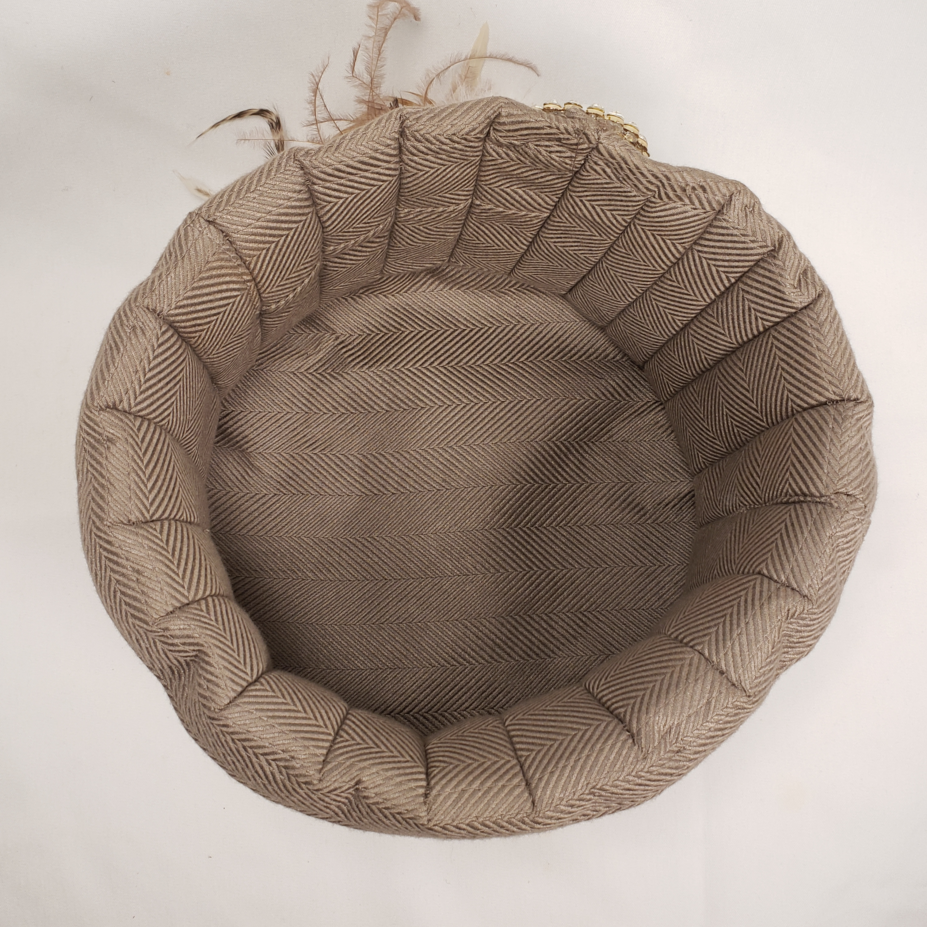 Beige & Cream Short Brim Hat (Inside)